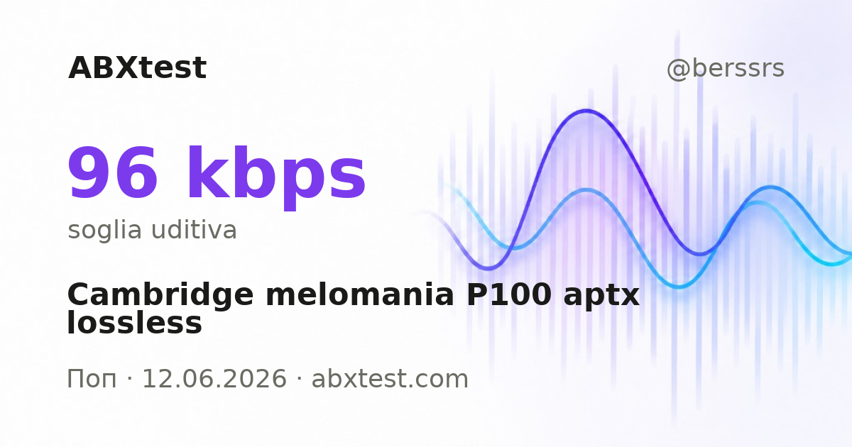 ABXtest: 96  kbps · Cambridge melomania P100 aptx lossless